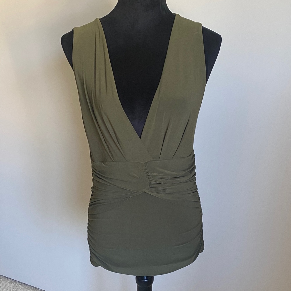 VENUS Deep Olive V-Neck Top